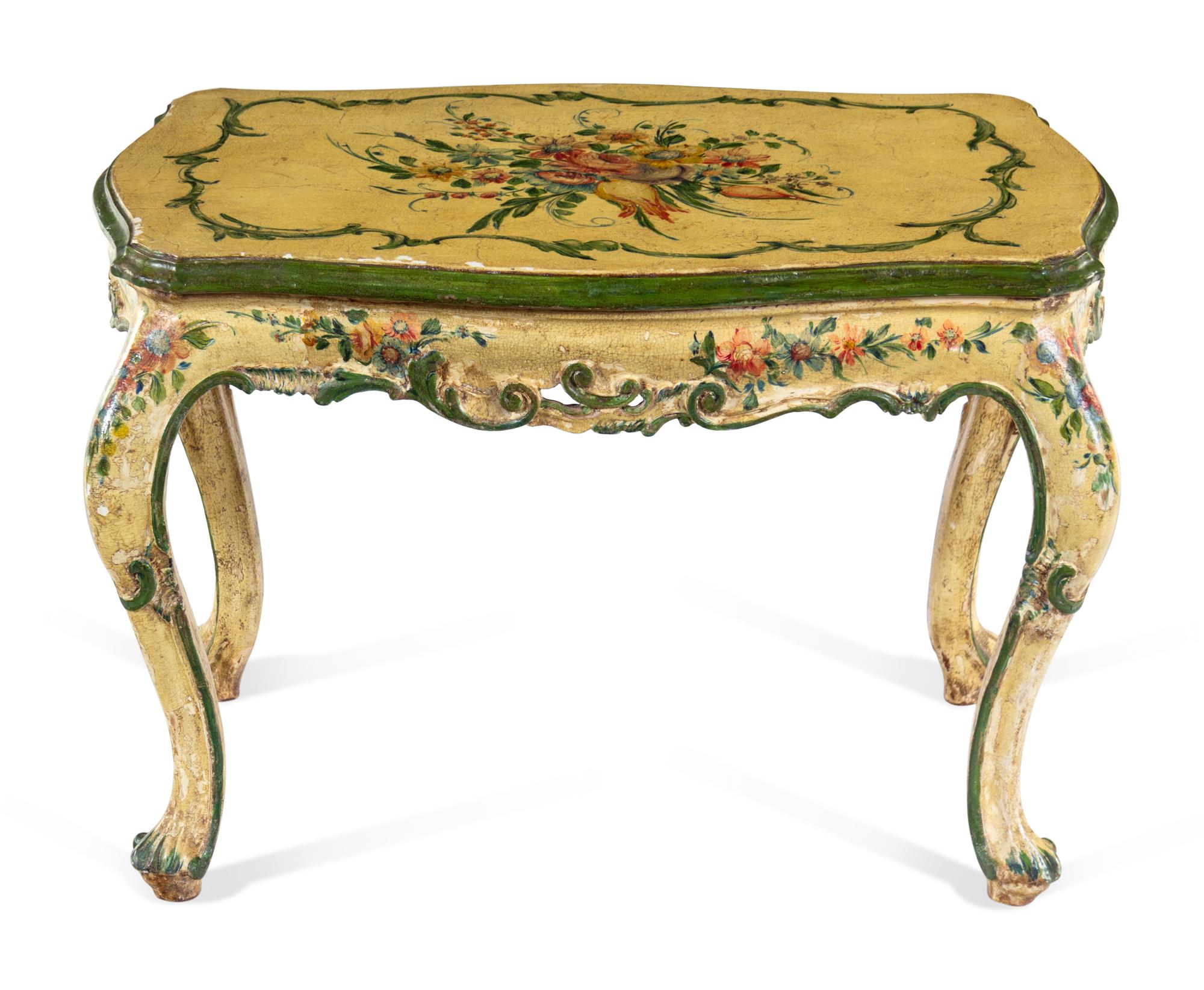 A Venetian Polychrome Decorated Low Table