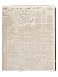 [CIVIL WAR]. Cincinnati Daily Gazette . 318 issues in 2 bound volumes. [ With :] Springfield Weekly Republic . 122 issues. Springfield, OH, 1864-1865. and Lancaster Gazette . 95 issues. Lancaster, OH, 1866-1867.