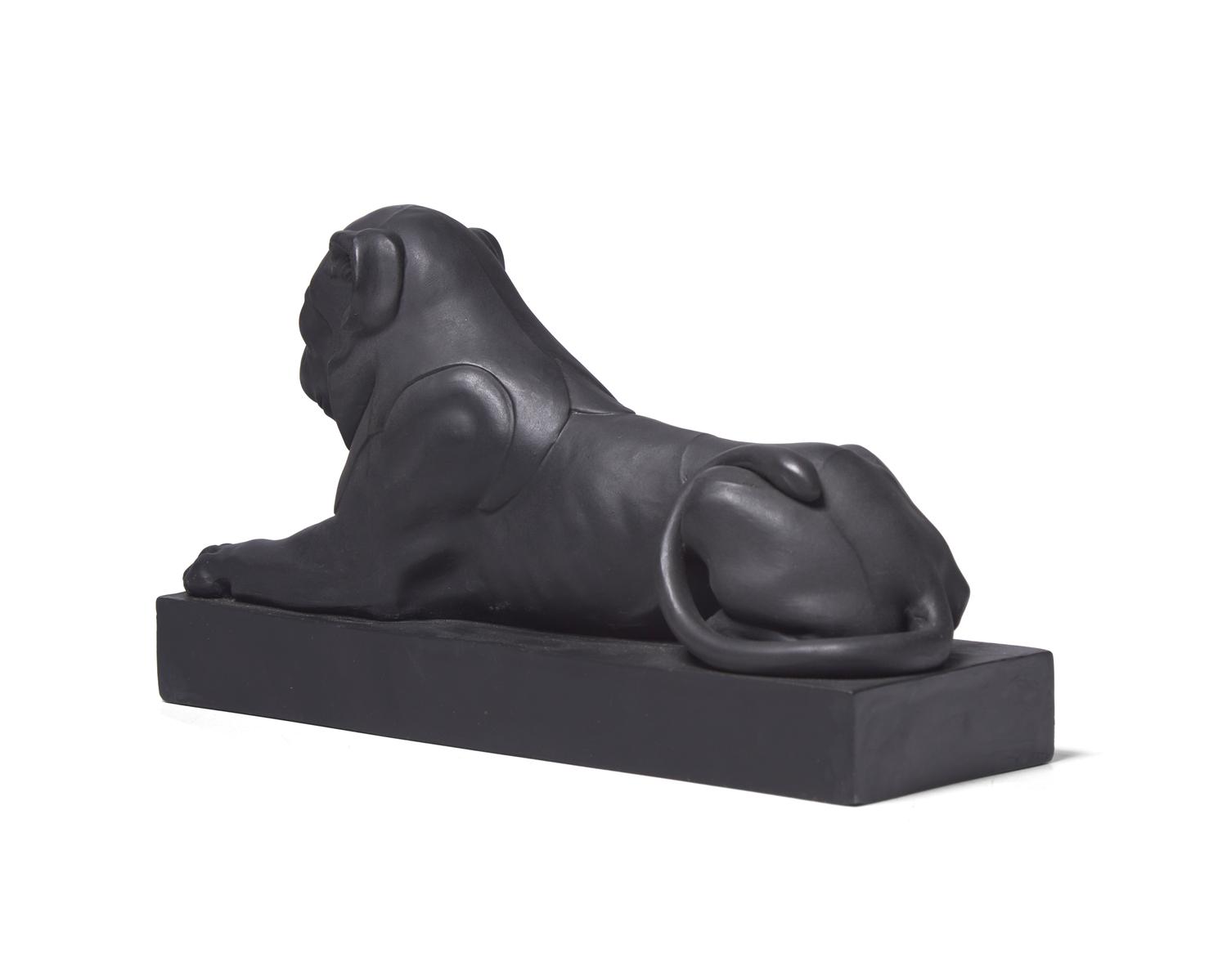 A Wedgwood Black Basalt Figure of a Lion Couchant