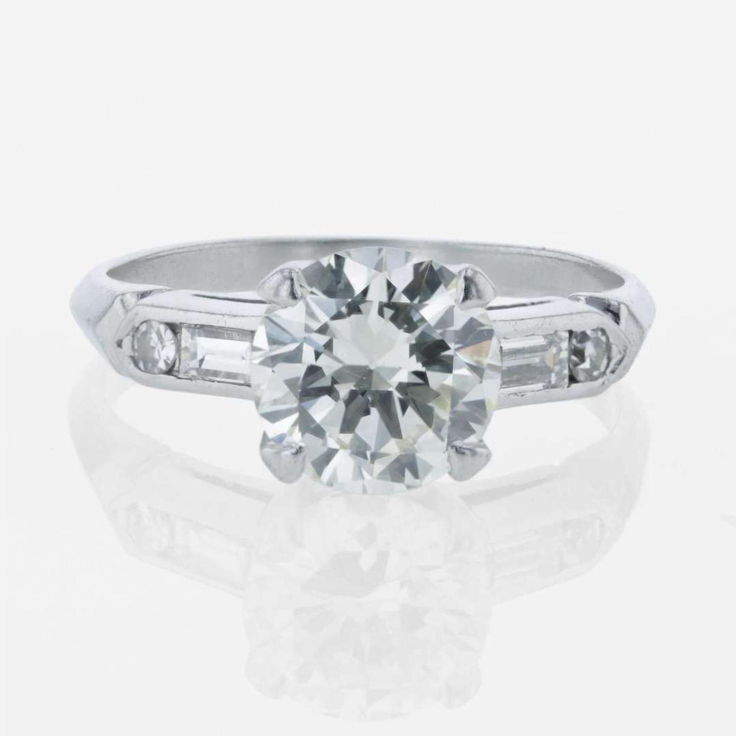 A Diamond and Platinum Ring 1.75 Carat Round Brilliant Diamond, GIA Certified
