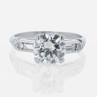 A Diamond and Platinum Ring 1.75 Carat Round Brilliant Diamond, GIA Certified