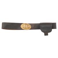 US Civil War Waist Belt with Oval US "Arrow Hook" Plate & Cap Pouch