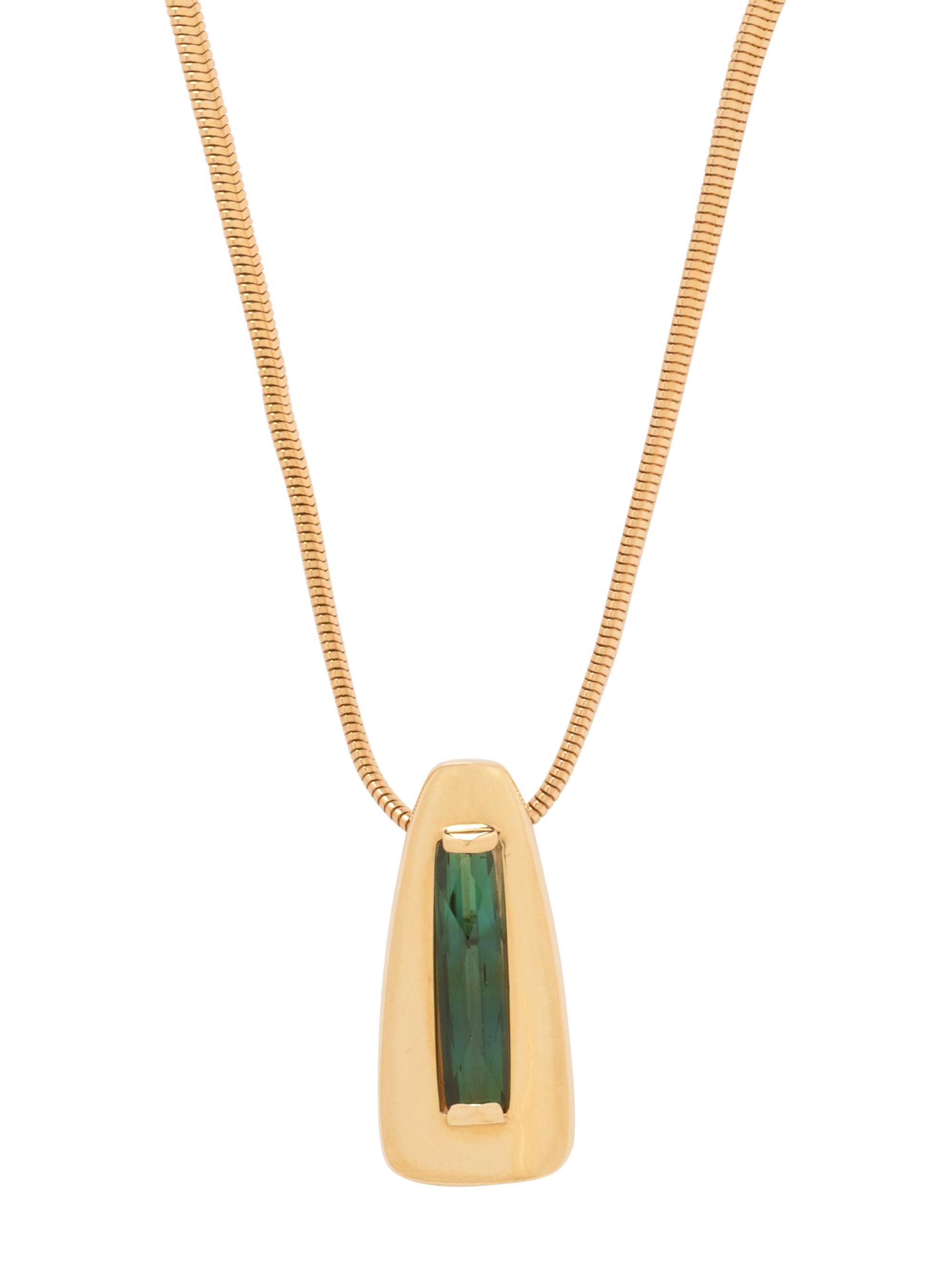 YELLOW GOLD AND GREEN TOURMALINE PENDANT/NECKLACE