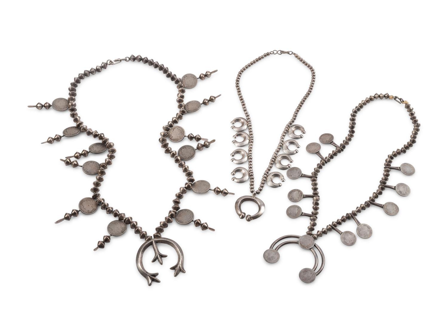 Group of Navajo Squash Blossom Necklaces