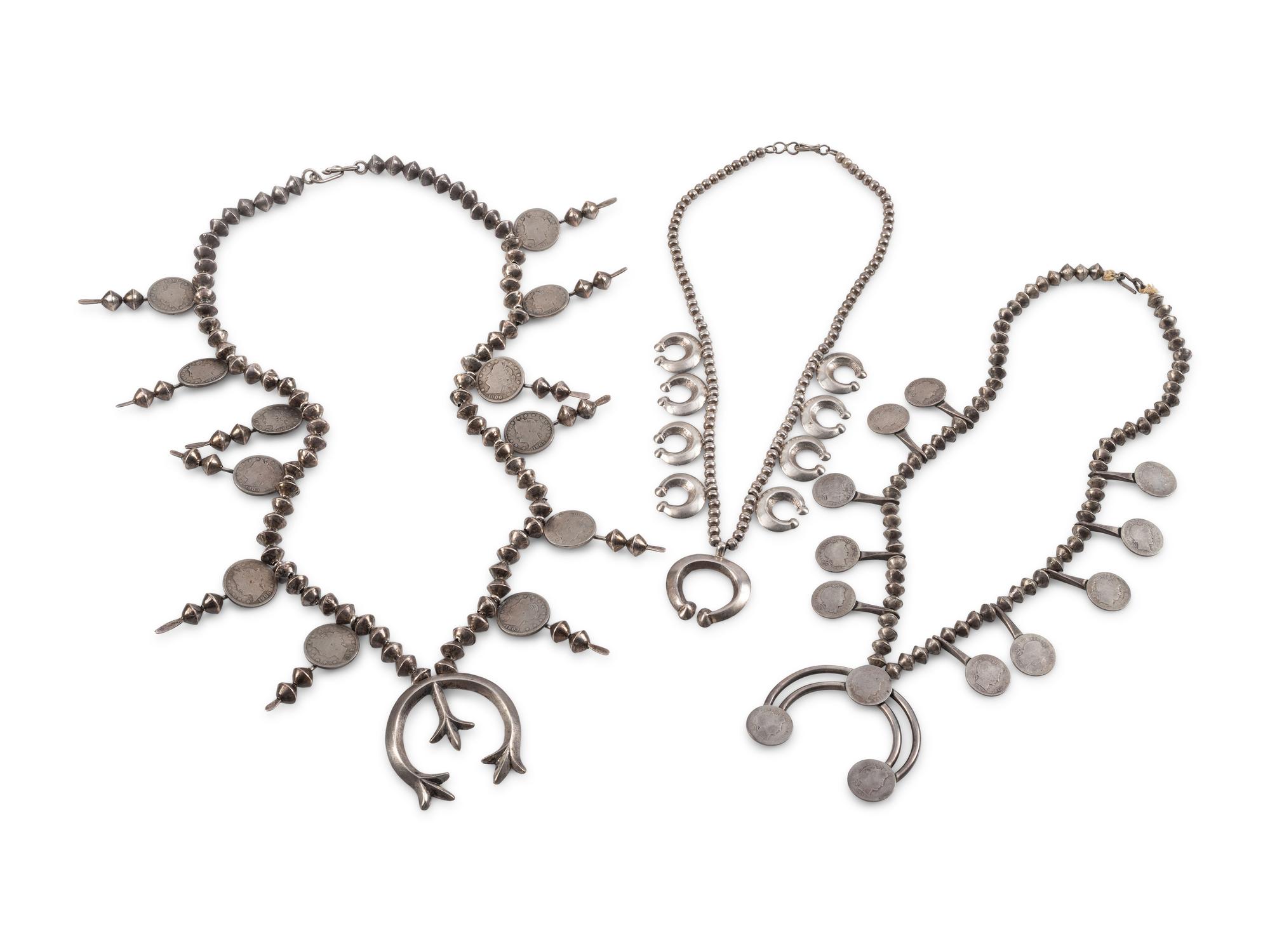Group of Navajo Squash Blossom Necklaces