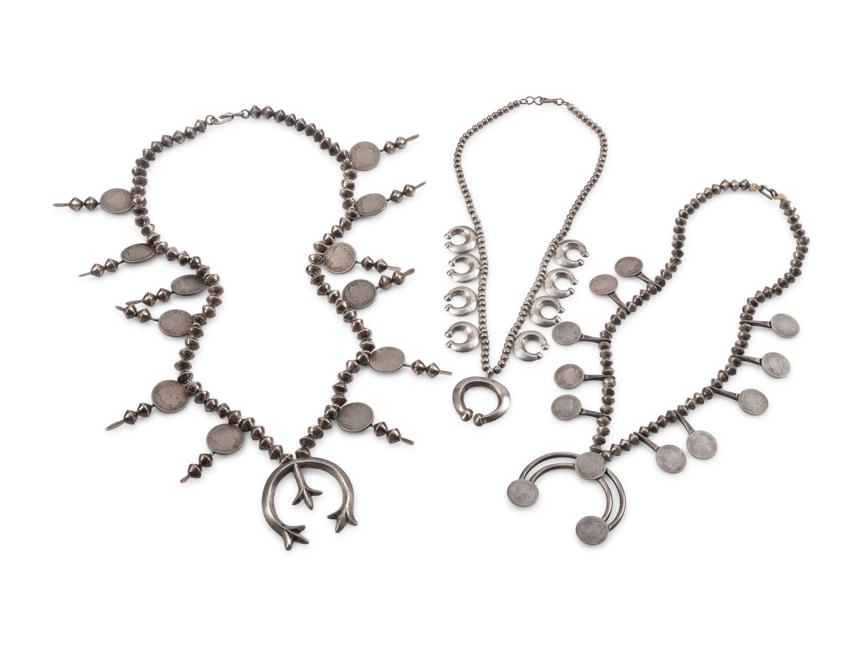 Group of Navajo Squash Blossom Necklaces