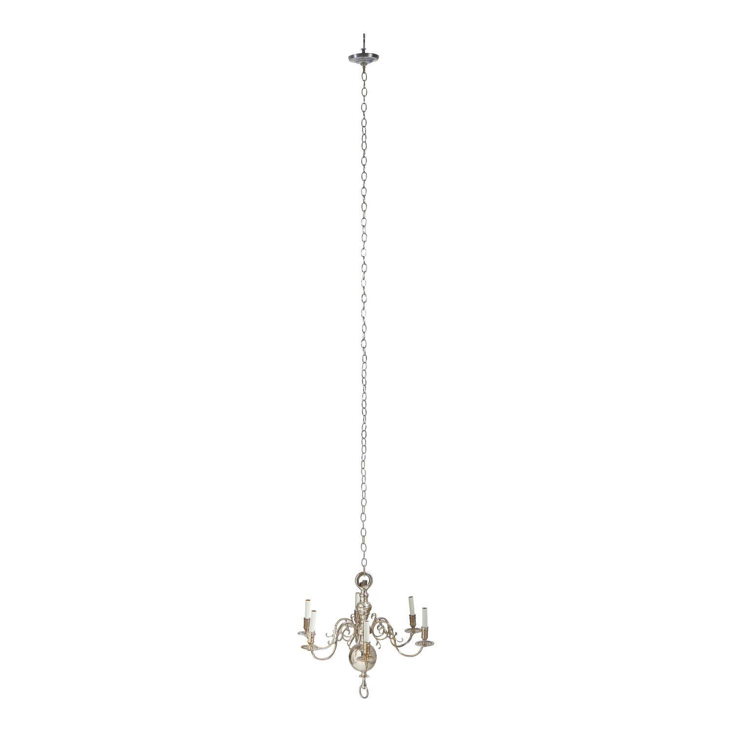 A Dutch Silver-Plated Six-Light Chandelier