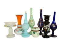 Eight French Opaline Glass Articles