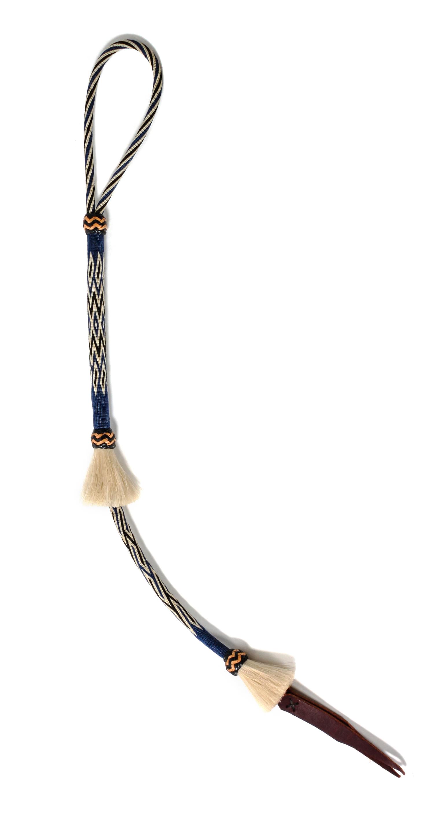 A Hitched Horsehair and Leather Quirt Length 33 inches.
