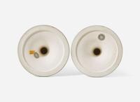 A Pair of Wedgwood Green Dip Jasperware Candlesticks, UK, late 19th century