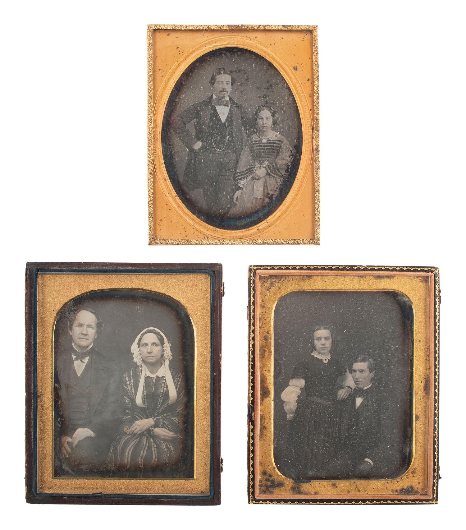 [EARLY PHOTOGRAPHY]. 9 half plate daguerreotypes featuring husbands and wives.