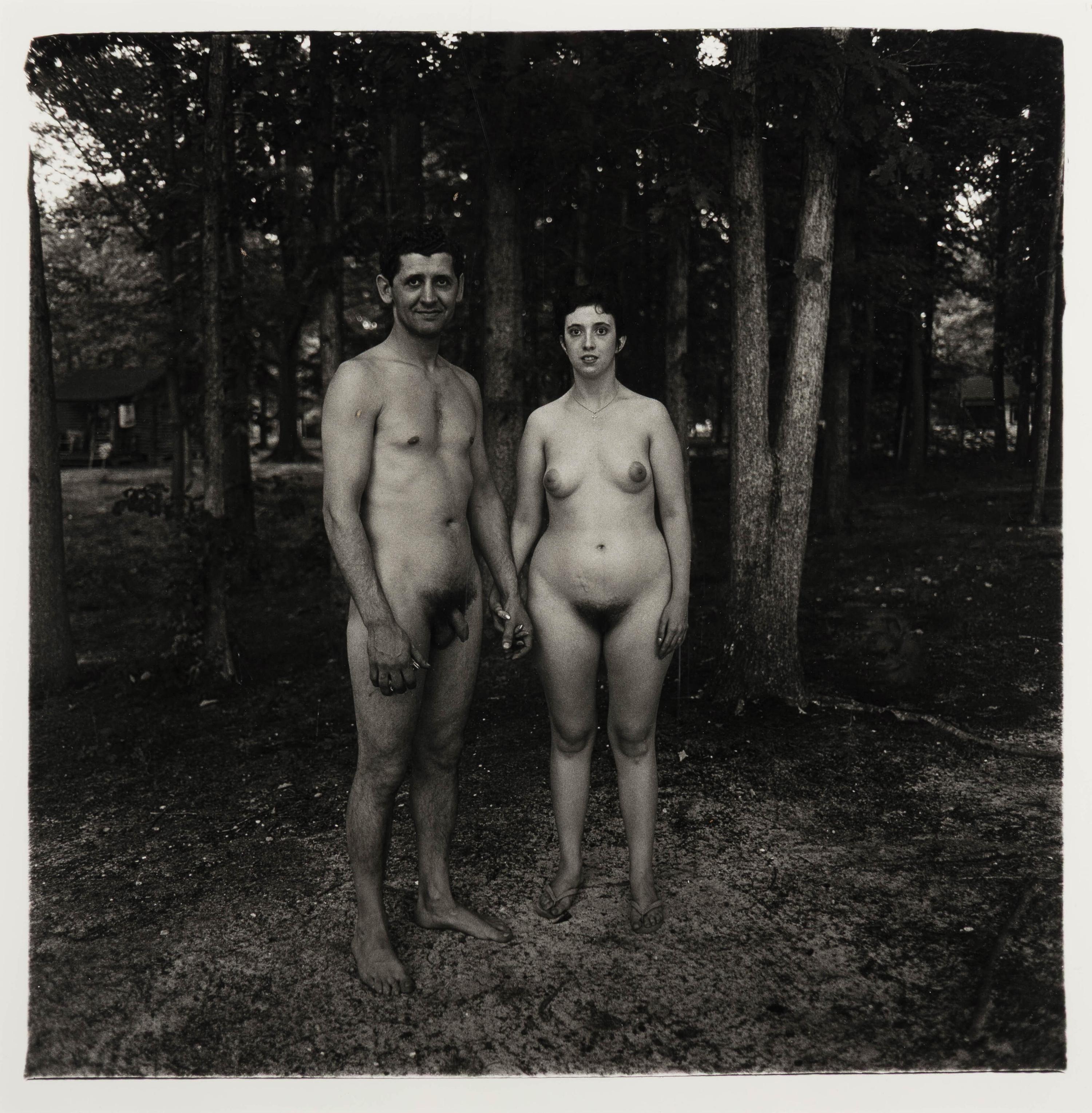 Diane Arbus (American, 1923-1971) — A husband and wife in the woods at a nudist camp, N.J., 1963; printed 1972
