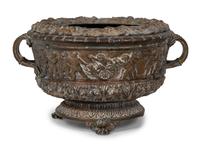 A Brass Two-Handled Jardinière with Bacchic Figures