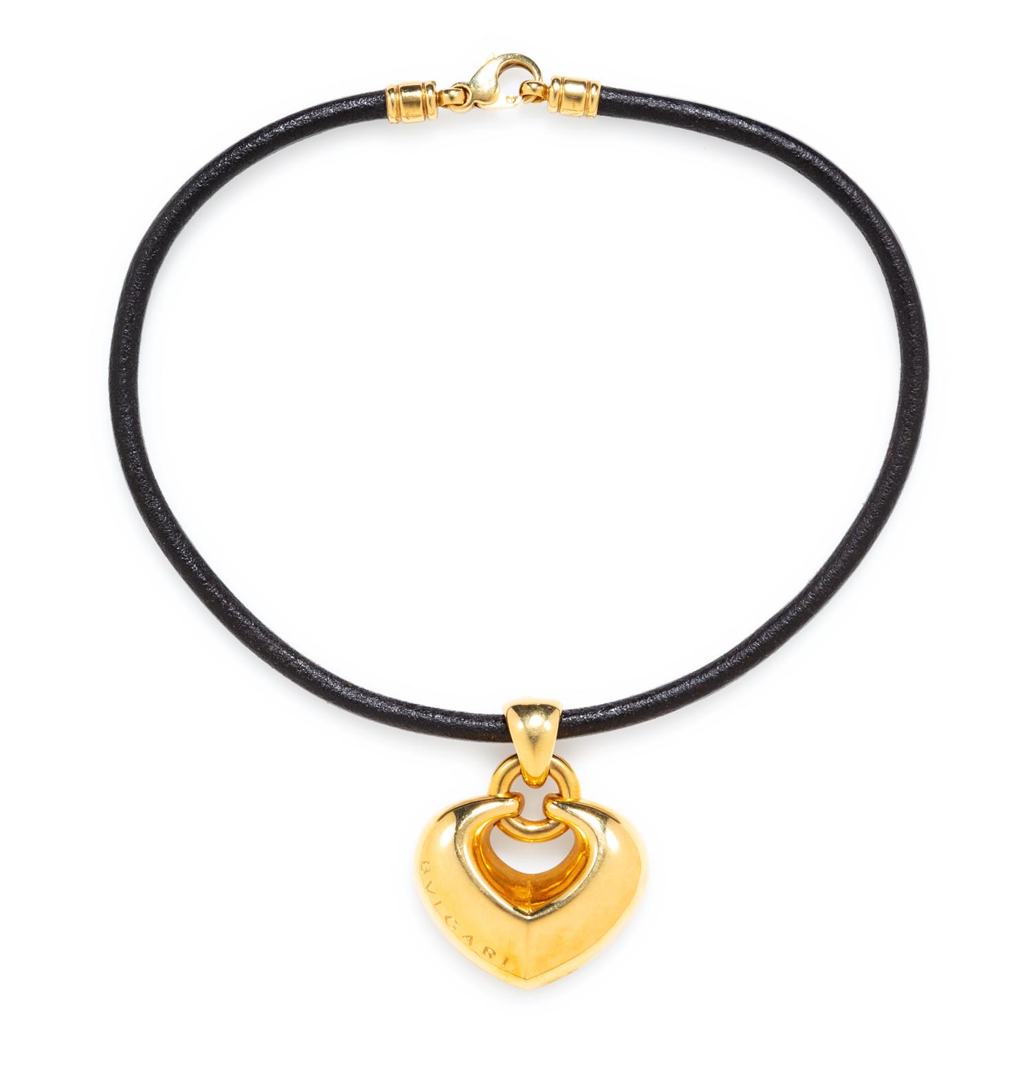 An 18 Karat Yellow Gold Puffed Heart Pendant/Necklace, Bvlgari,