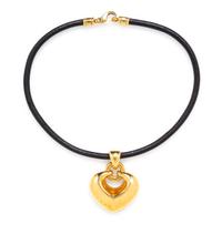 An 18 Karat Yellow Gold Puffed Heart Pendant/Necklace, Bvlgari,