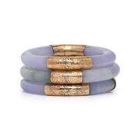 THREE JADE AND YELLOW GOLD BANGLE BRACELETS