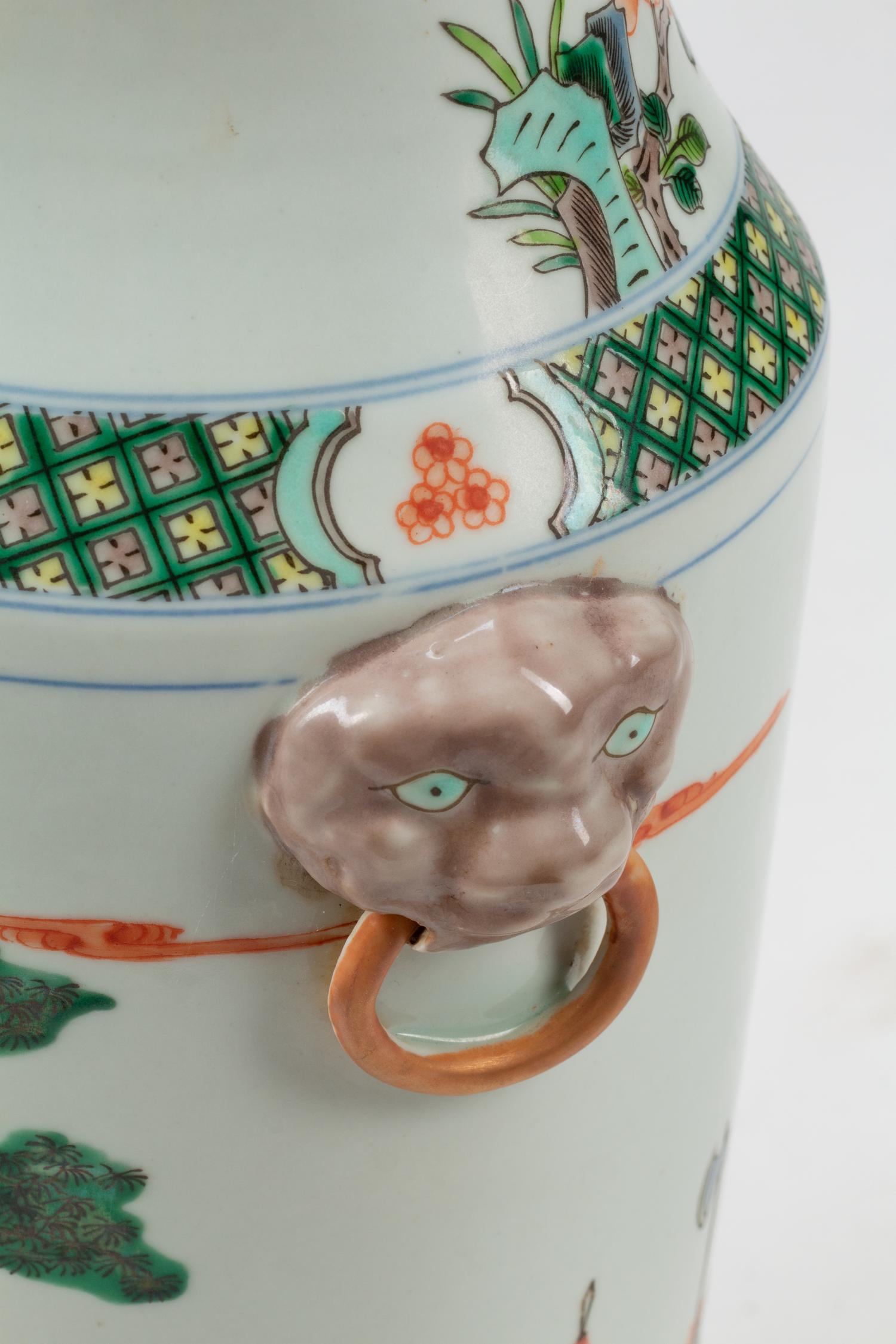 A Pair of Chinese Export Enameled Porcelain Vases