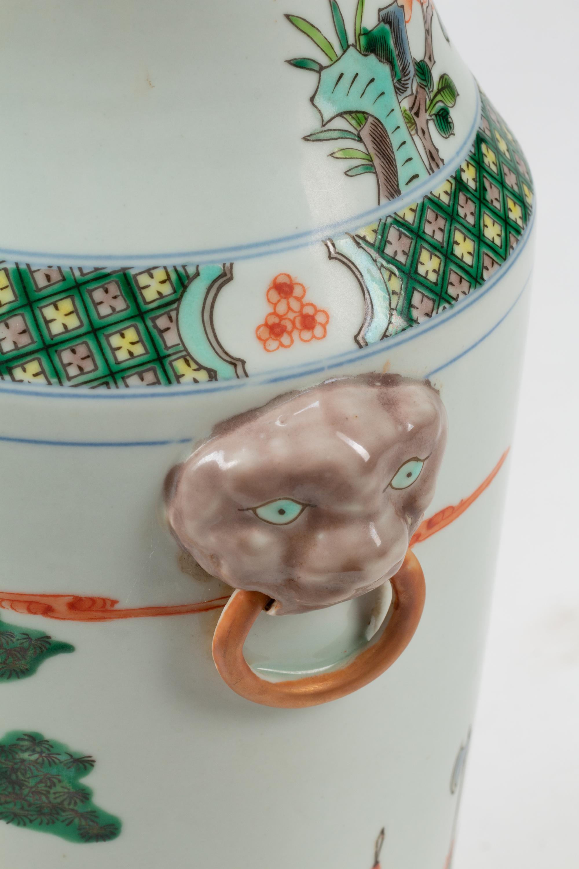 A Pair of Chinese Export Enameled Porcelain Vases