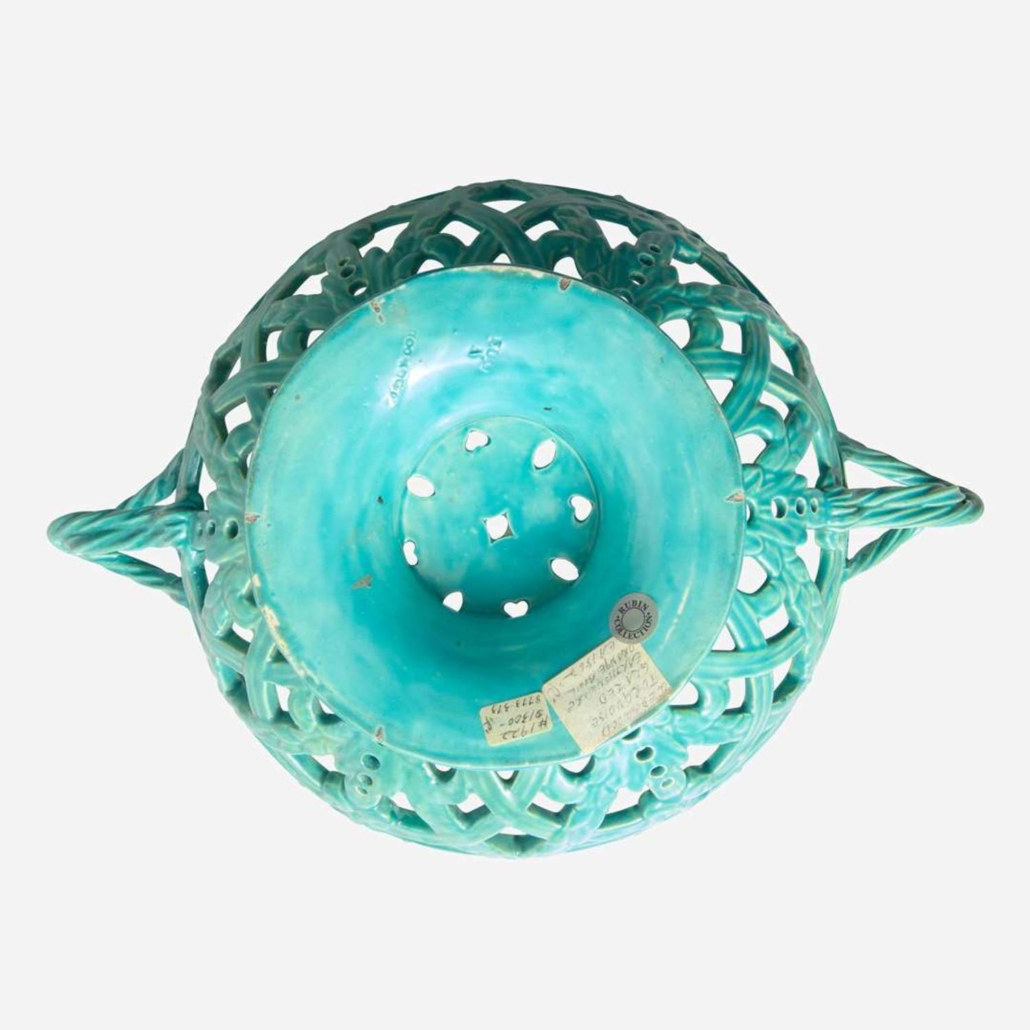 A Wedgwood Pierced Turquoise-Glazed Orange Basket and Cover UK, 1860s
