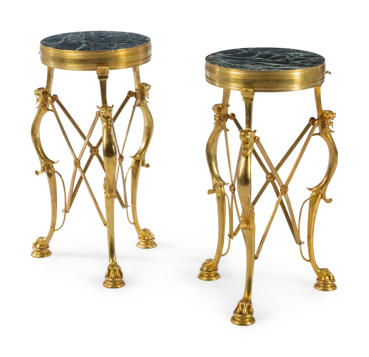 A Pair of Neoclassical Style Gilt Bronze Guéridons