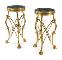 A Pair of Neoclassical Style Gilt Bronze Guéridons
