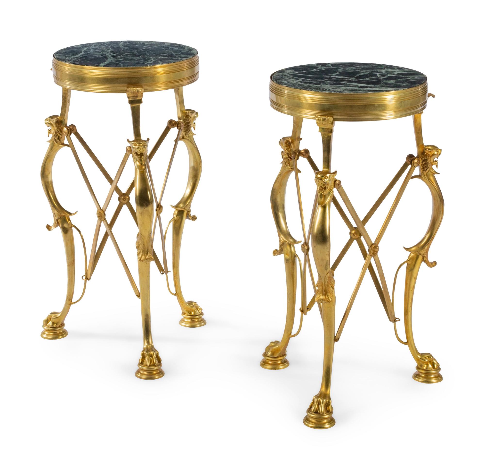 A Pair of Neoclassical Style Gilt Bronze Guéridons