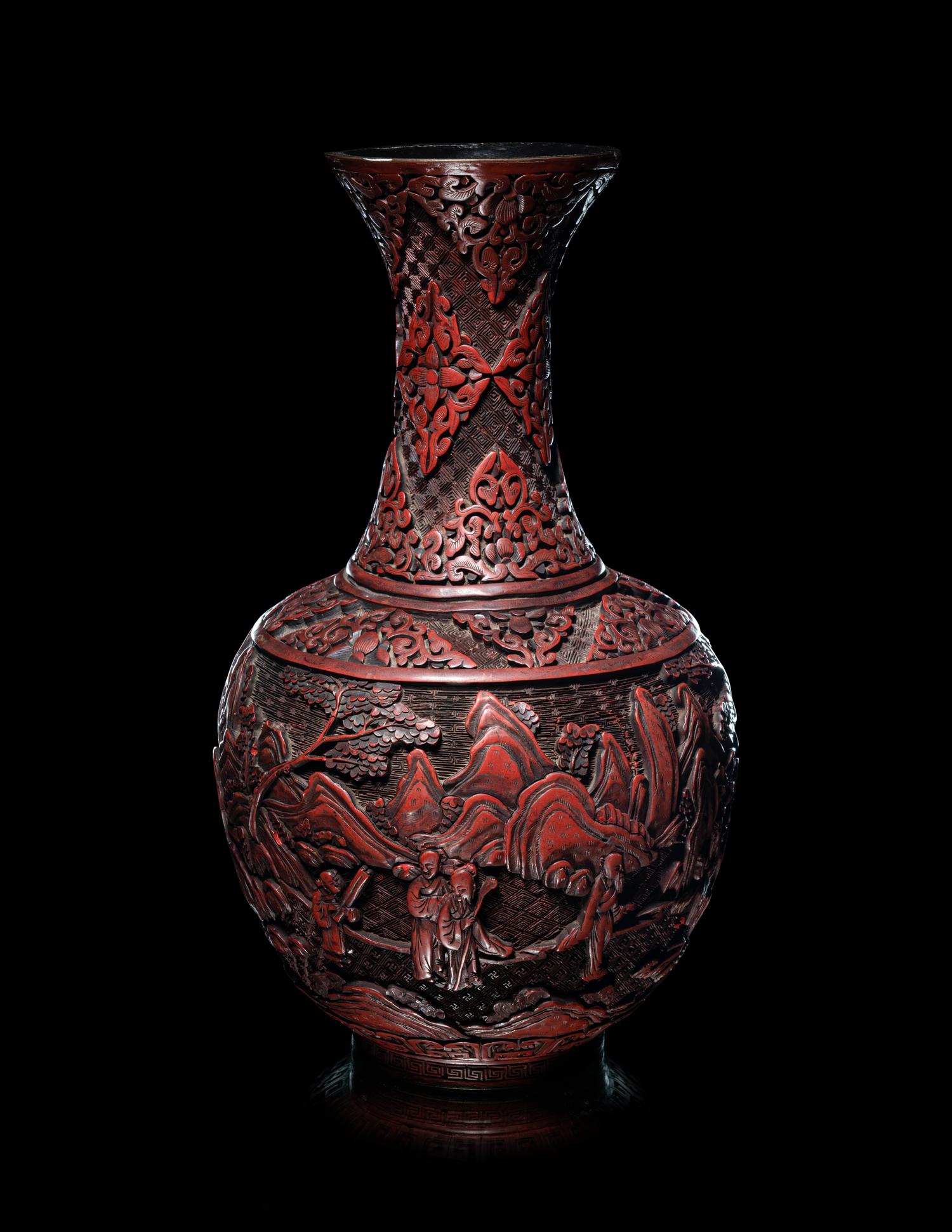 A Chinese Cinnabar Lacquer Bottle Vase