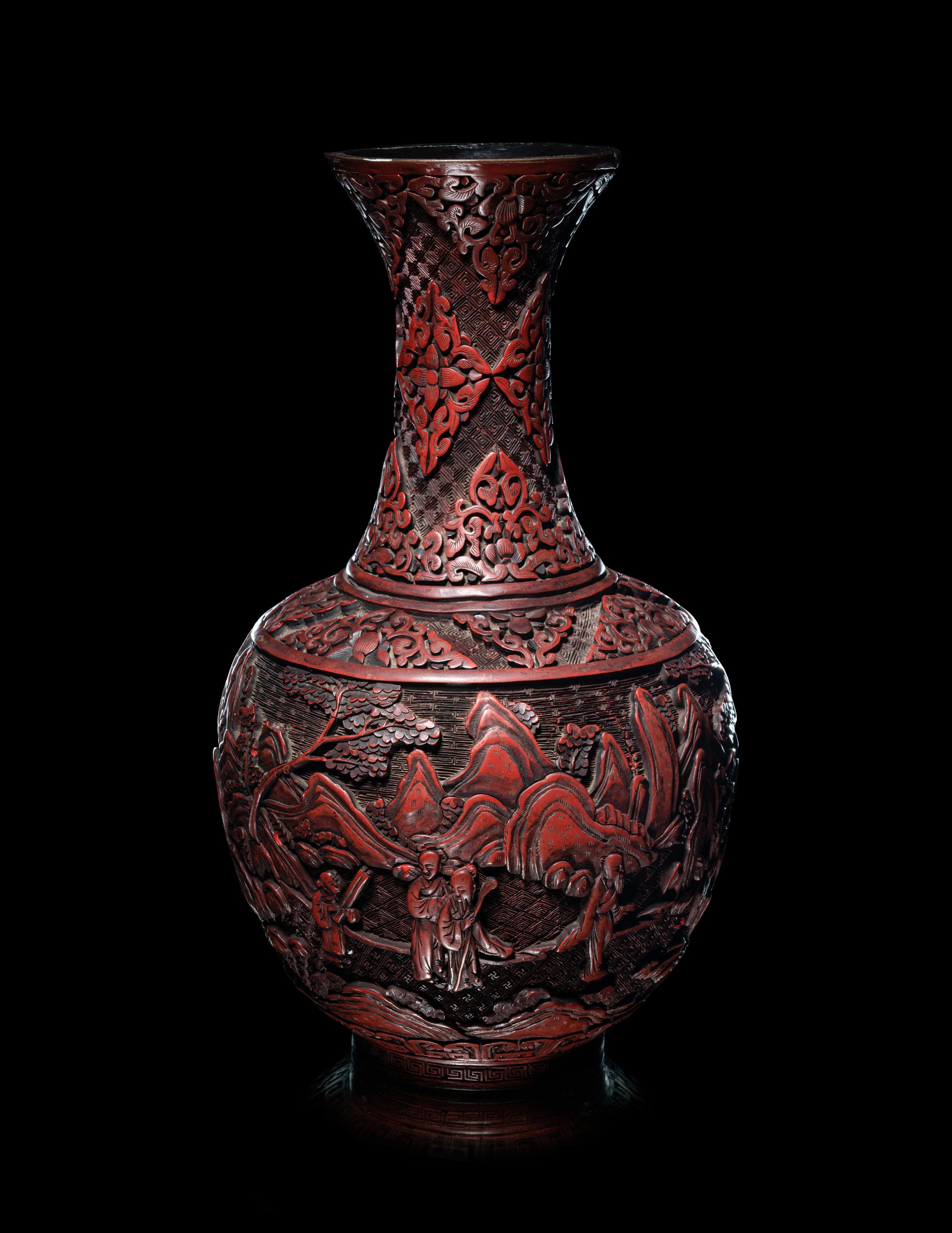 A Chinese Cinnabar Lacquer Bottle Vase