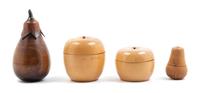 Four English Fruitwood Fruit-Form Boxes Height of tallest 5 1/4 inches. — 19TH CENTURY