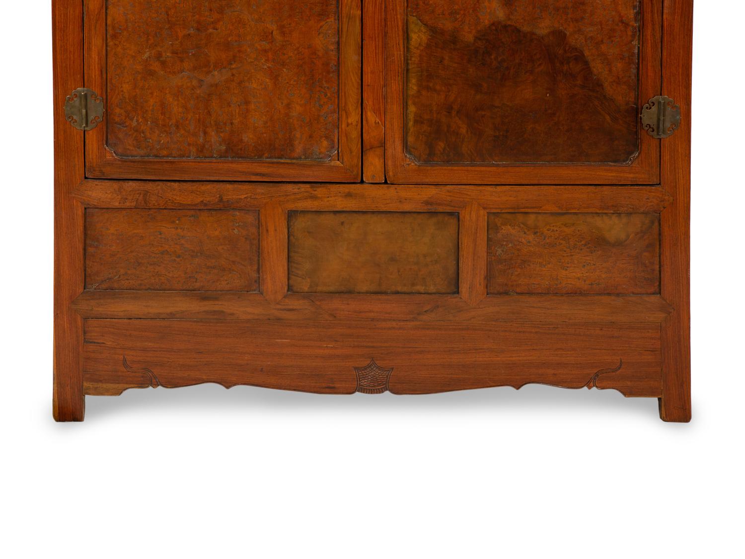 A Chinese Huanghuali and Burl Veneer Cabinet