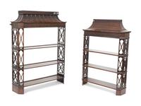 Two Chinese Chippendale Style Mahogany Hanging Shelves — 20TH CENTURY