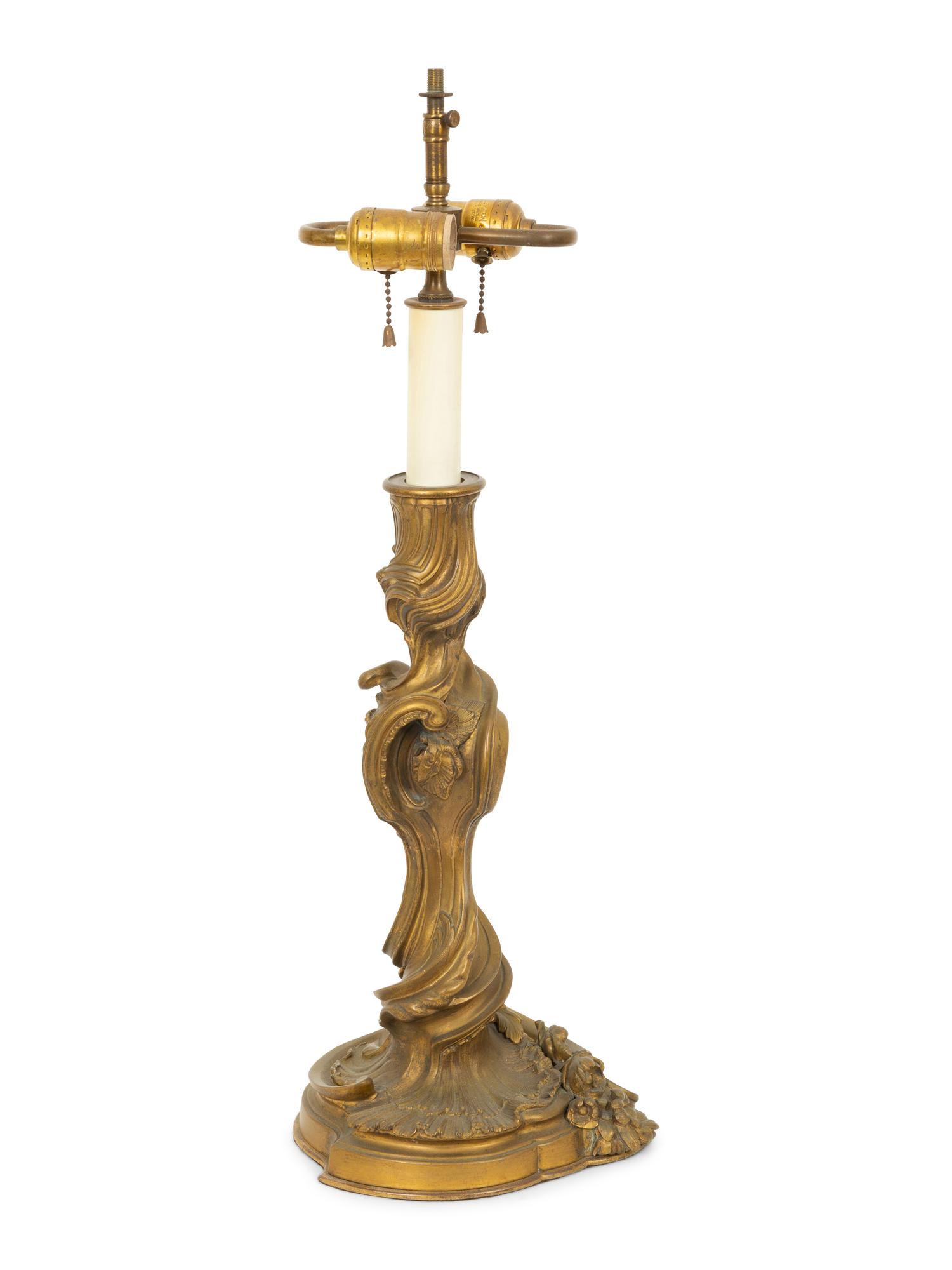 A Louis XV Stye Gilt Metal Table Lamp