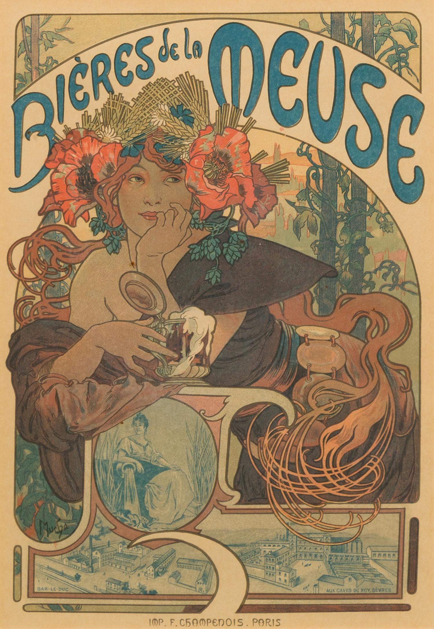 After Alphonse Mucha, (Czech, 1860-1939), Bieres de la Meuse (pl. 182 from Les Maitres de l'Affiche,) c. 1898