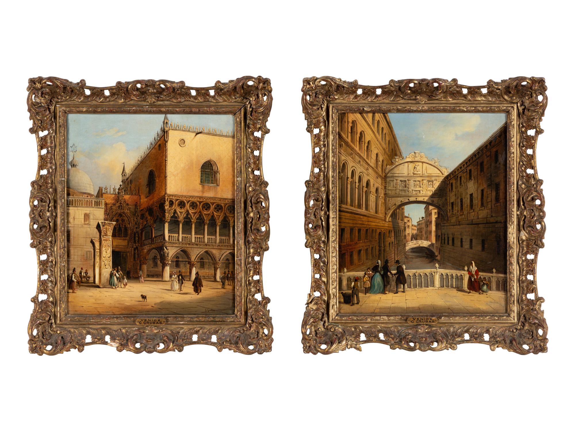 Two Views of Venice: St. Marc Square and the Bridge of Sighs