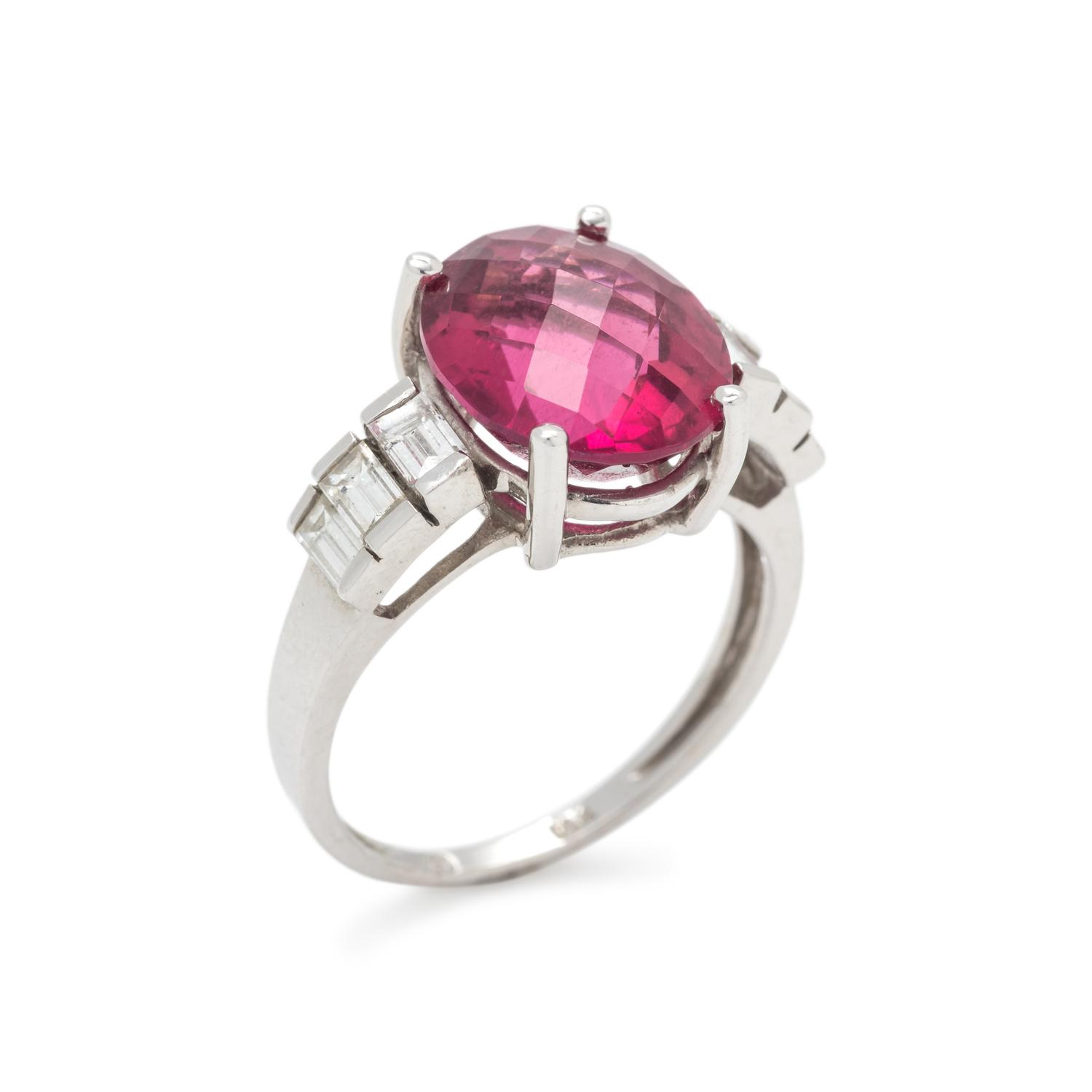 PINK TOURMALINE AND DIAMOND RING