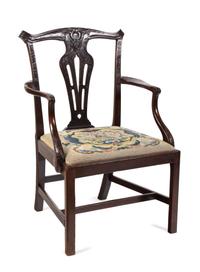 A Chippendale Style Mahogany Armchair Height 37 inches. — 19TH CENTURY