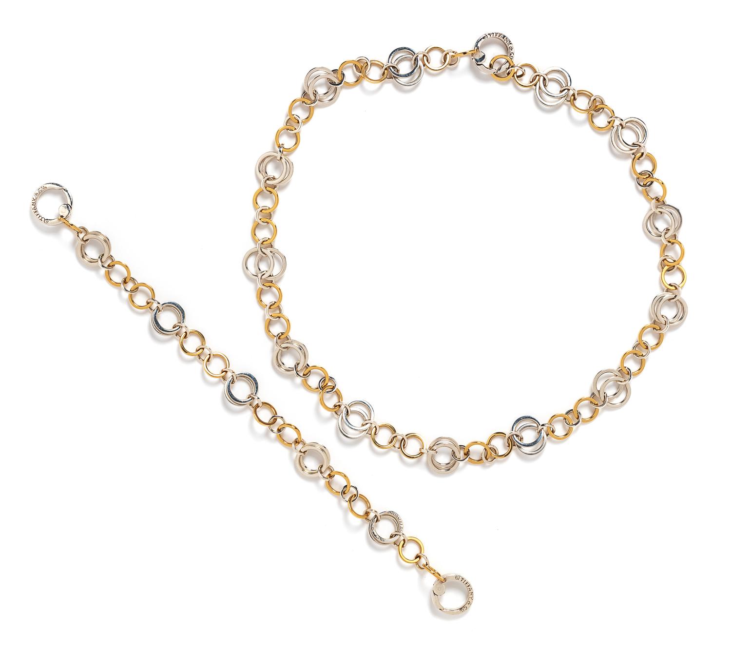An 18 Karat Yellow Gold and Sterling Silver Demi-Parure, Tiffany & Co., Italy,