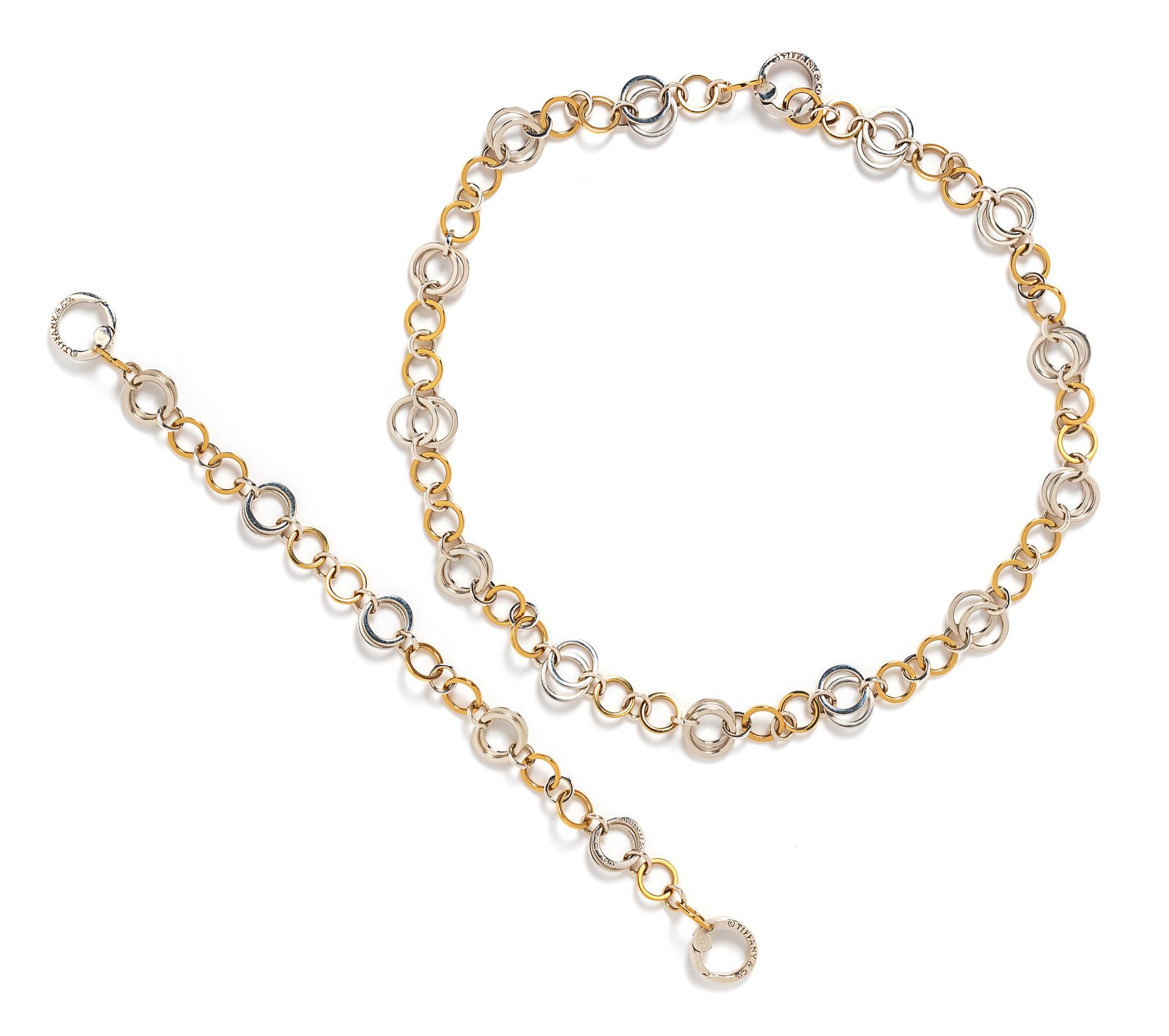 An 18 Karat Yellow Gold and Sterling Silver Demi-Parure, Tiffany & Co., Italy,