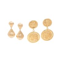 TWO PAIRS OF YELLOW GOLD PENDANT EARRINGS