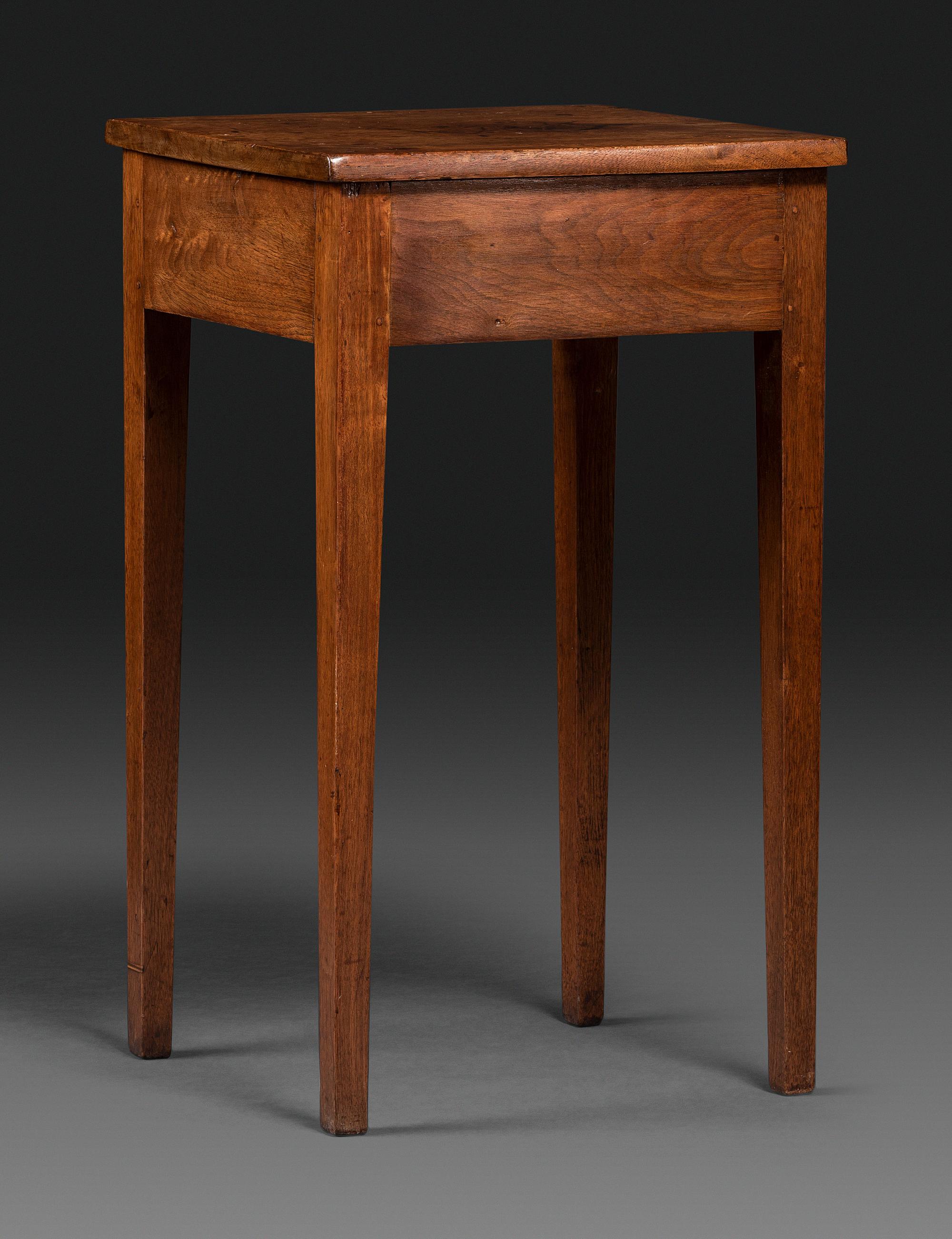 A Federal Barber’s Pole, Line and Leaf Inlaid Walnut Side Table