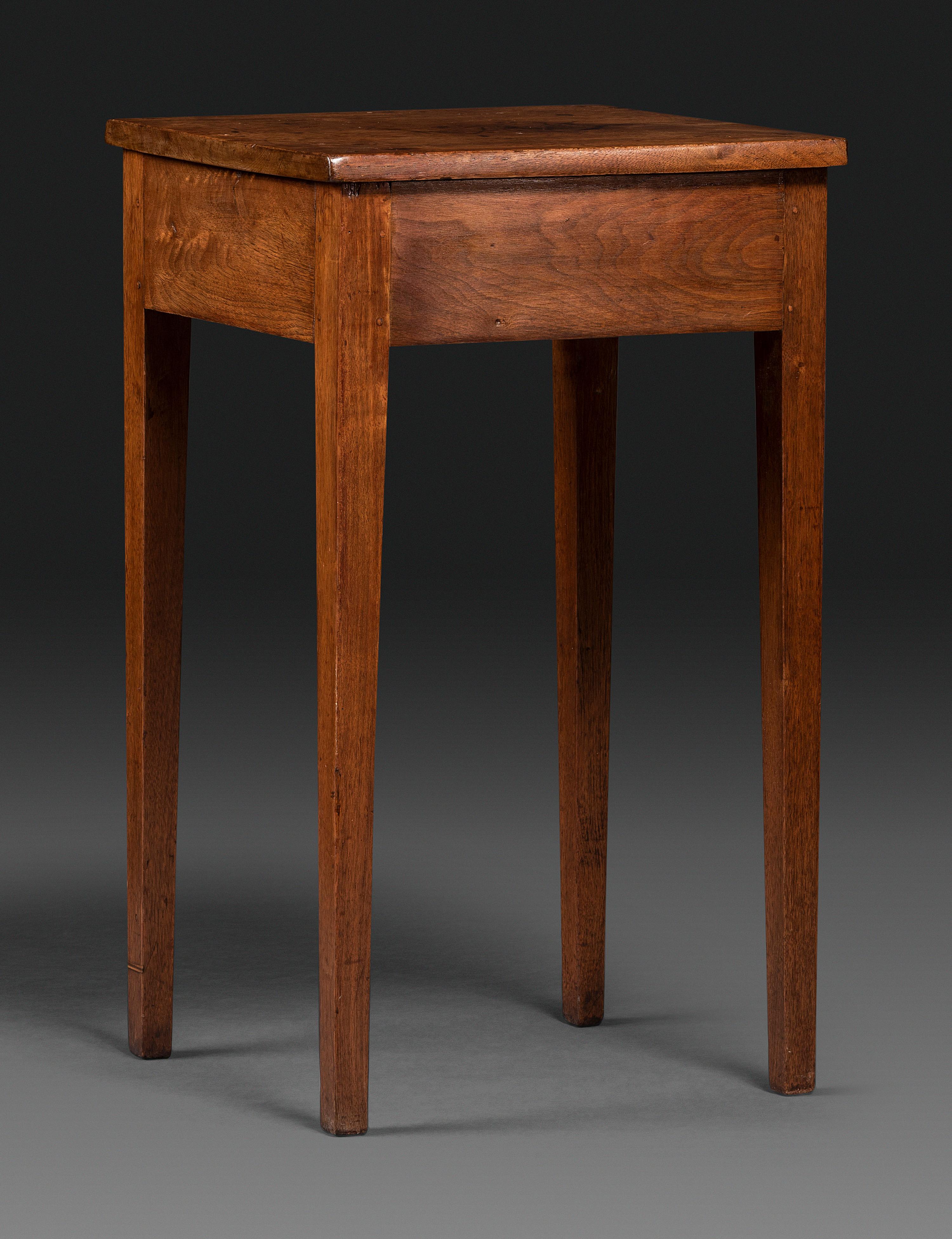 A Federal Barber’s Pole, Line and Leaf Inlaid Walnut Side Table