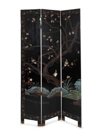 A Chinese Export Lacquer Six-Panel Floor Screen — 20TH CENTURY