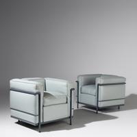 Charlotte Perriand, Pierre Jeanneret and Le Corbusier (French, 1903–1999 | Swiss, 1896-1967 | Swiss-French, 1887–1965) — Pair of LC2 chairs for Cassina