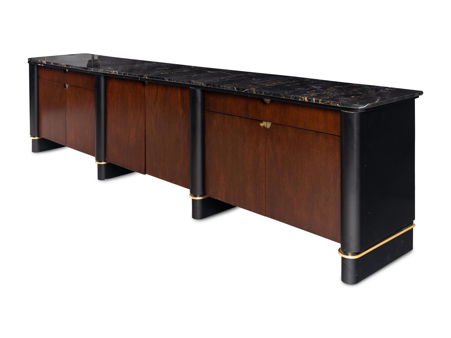A Custom Contemporary Marble-Top Console Cabinet