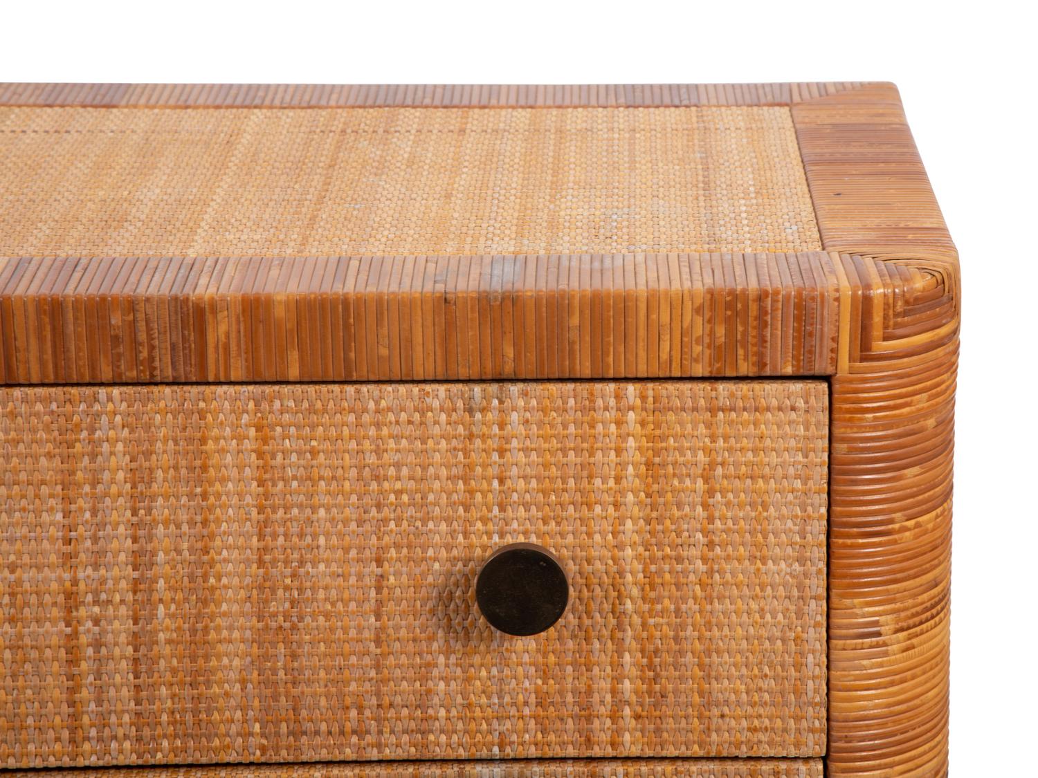 A Bielecky Brothers Rattan, Wicker and Cane-Wrapped Dresser — 20TH CENTURY
