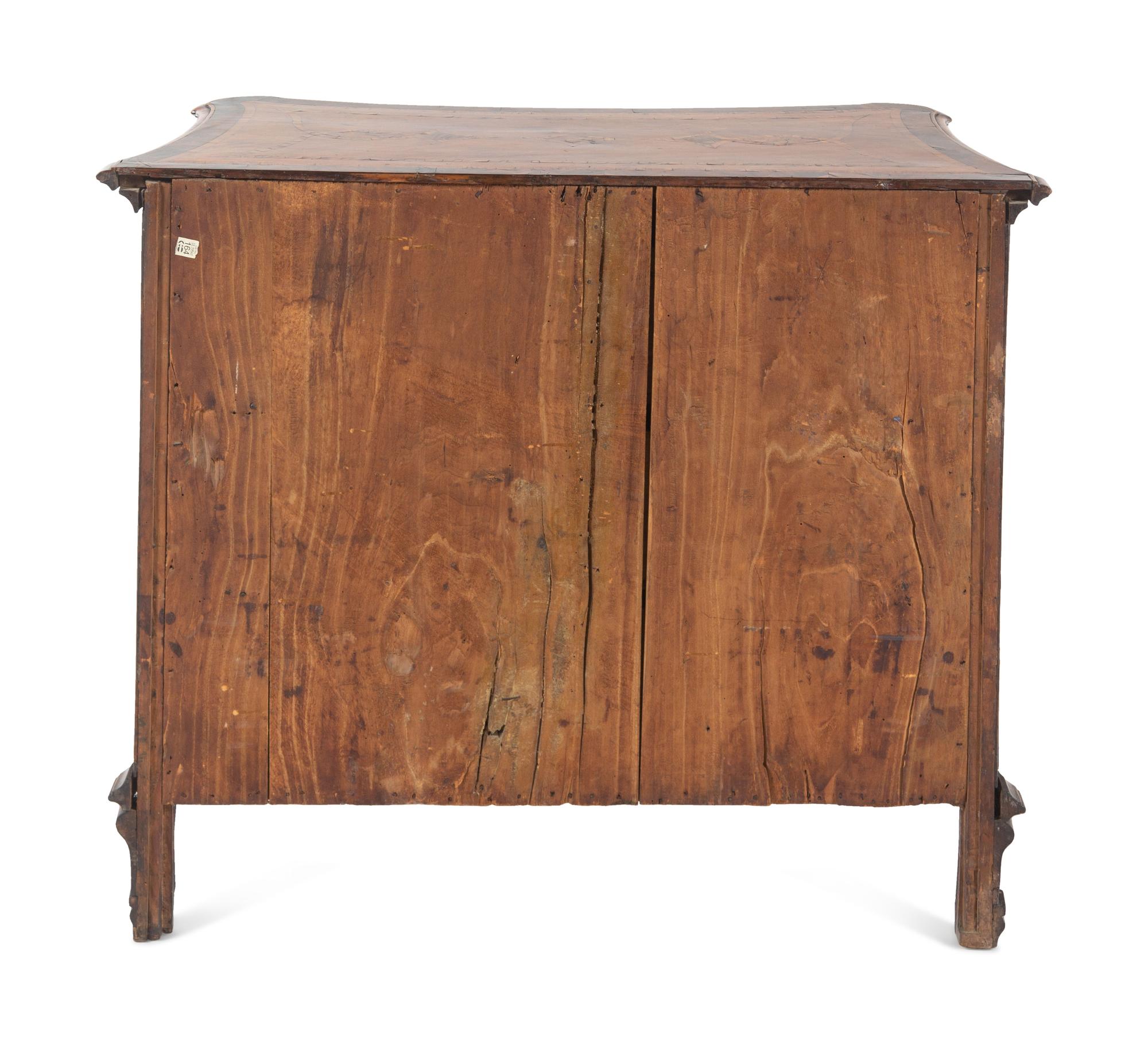 A Continental Part-Ebonized Burl Walnut Secretary Commode