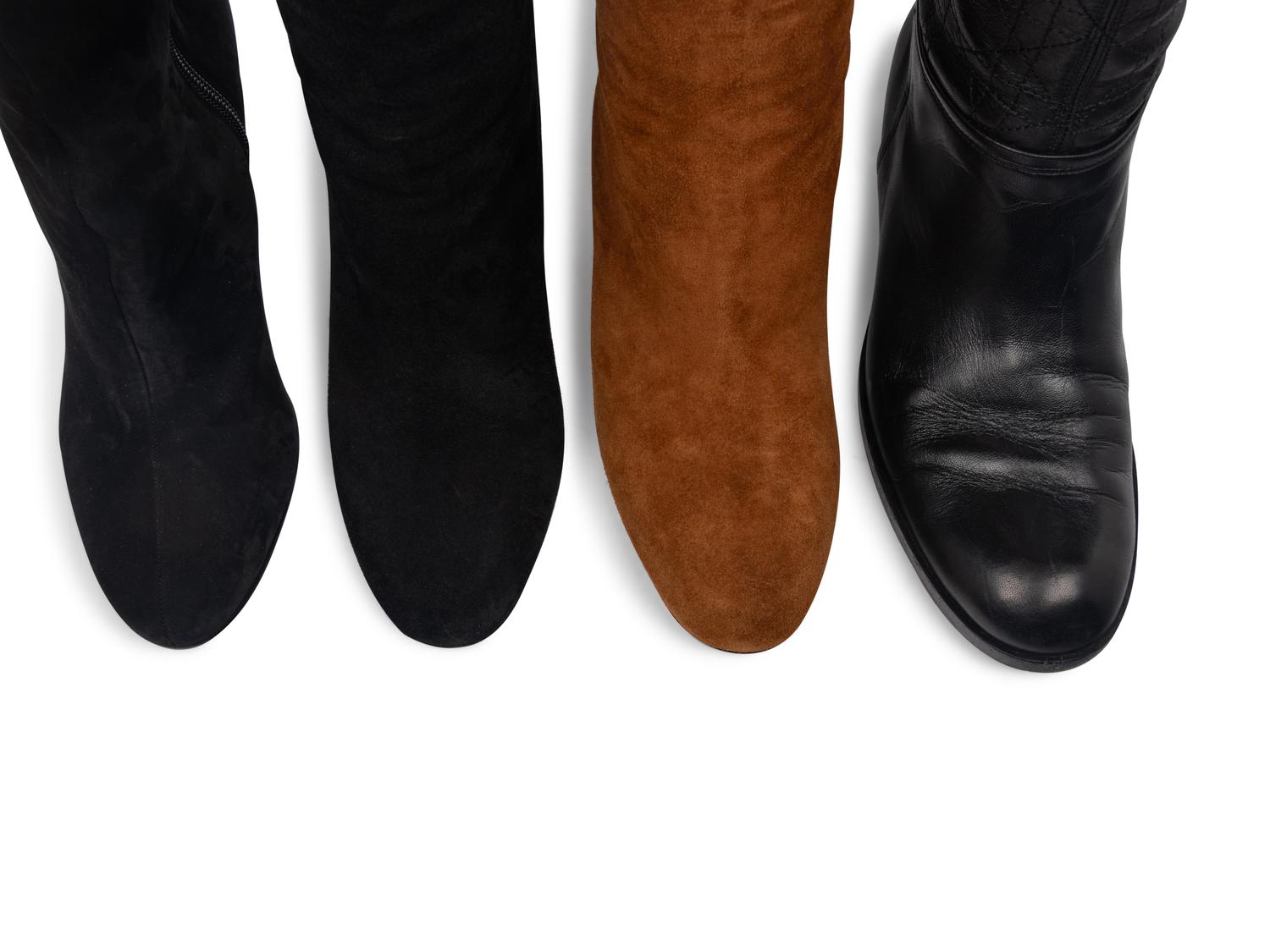 Four Pairs of Boots by Valentino, Gucci, and Christian Dior