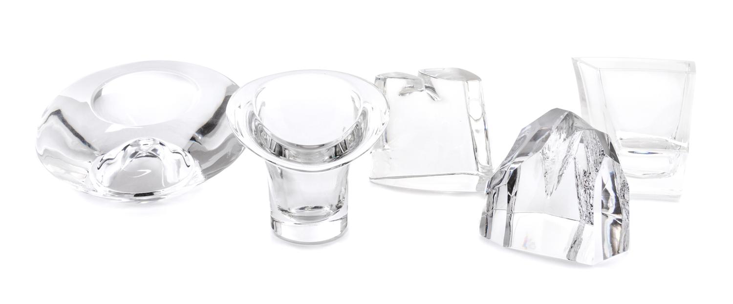 A Collection of Glass Articles Height of tallest 3 3/4 inches.