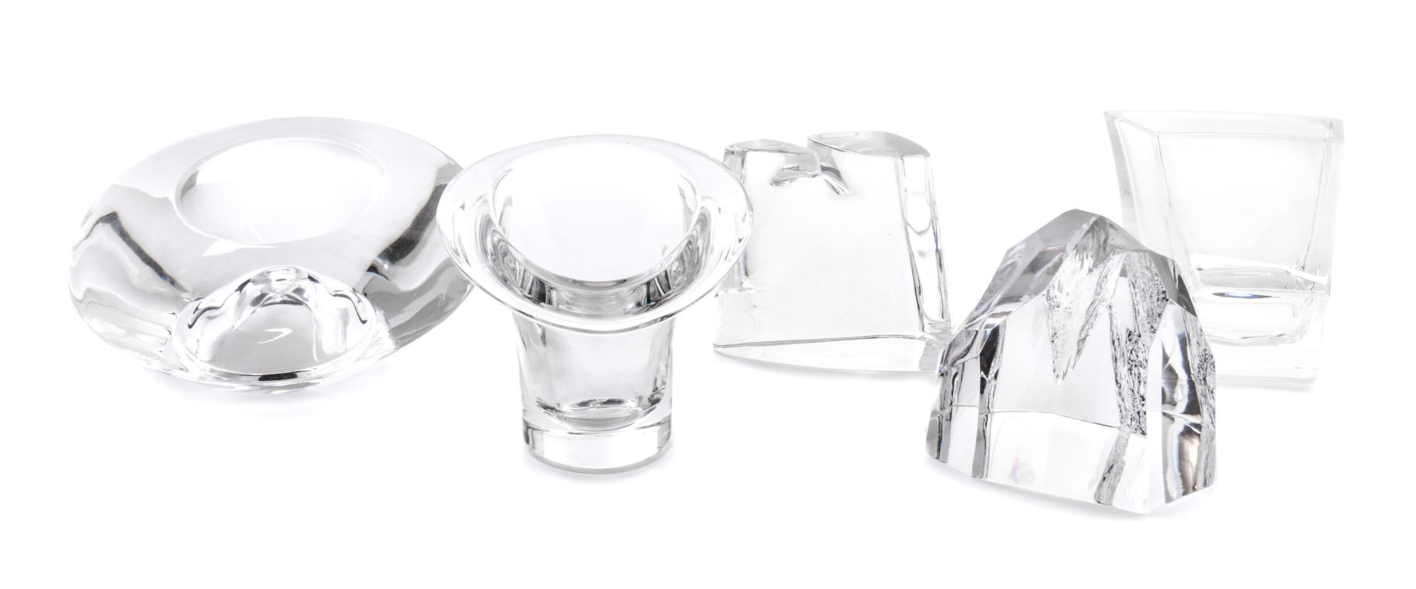 A Collection of Glass Articles Height of tallest 3 3/4 inches.