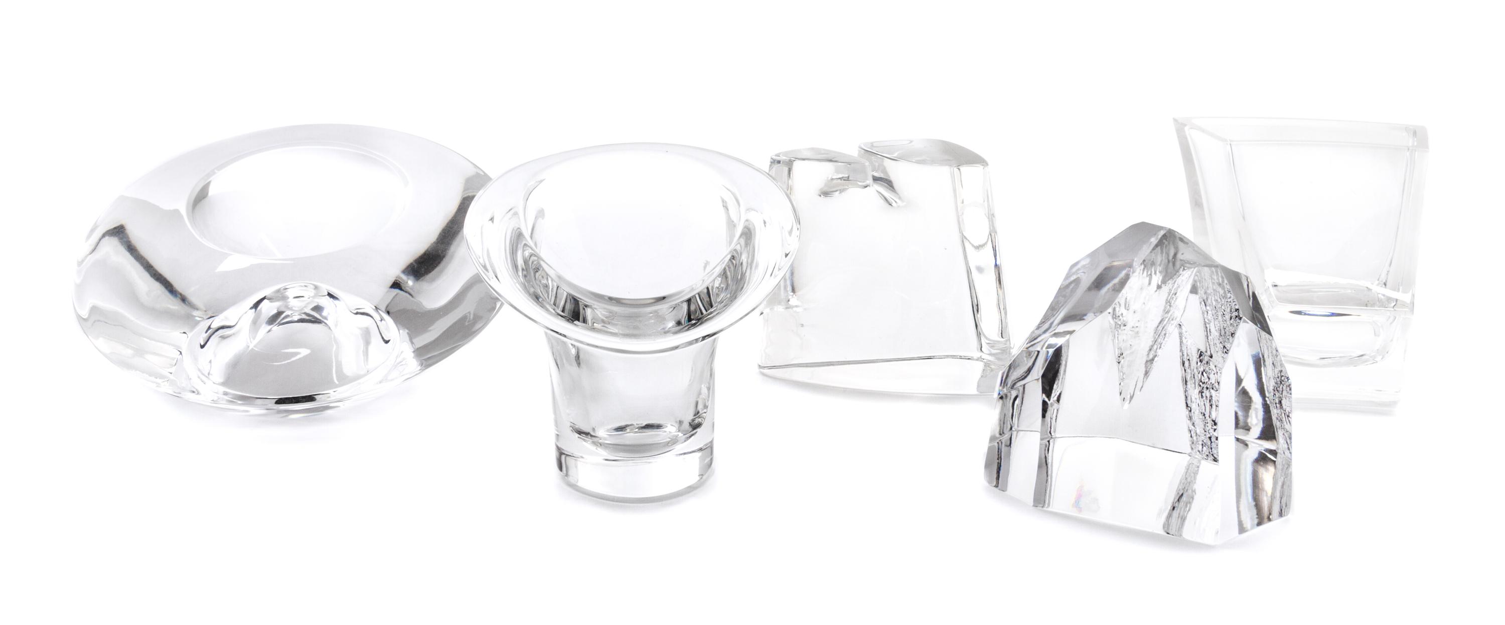 A Collection of Glass Articles Height of tallest 3 3/4 inches.
